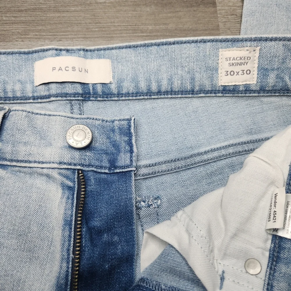Pacsun Men's Stacked Skinny Stretch Jeans Light Blue 30x30 - Picture 4 of 8